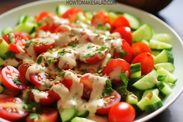 طريقة عمل سلطة الخضار بالطحينة السعودية بالفيديو